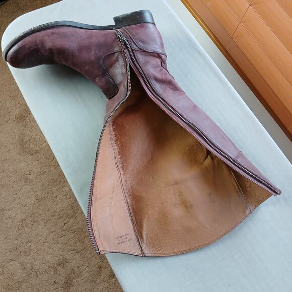 SINGLE LEFT FOOT ONLY Frye Molly Button Tall Boot 10B brown leather zip 1" heel - Picture 11 of 16